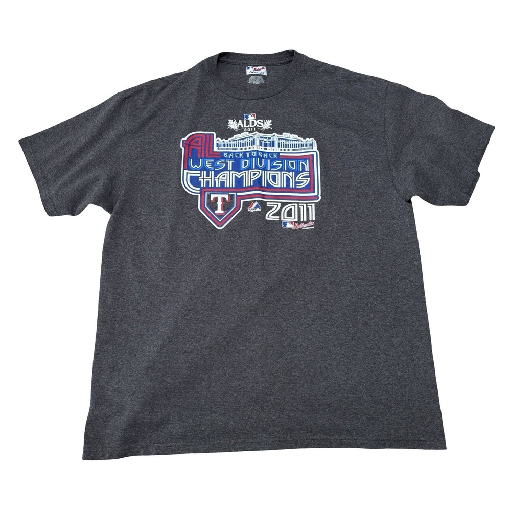 Majestic Men's Texas Rangers 2011 American League Champions T Shirt 23 x 30